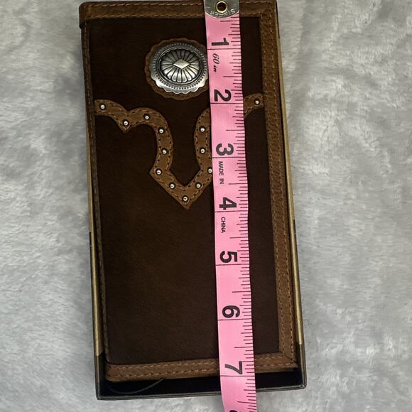 Justin Men's Rodeo Wallet Brown Suede Genuine Leather RFID Checkbook Western - Picture 5 of 9